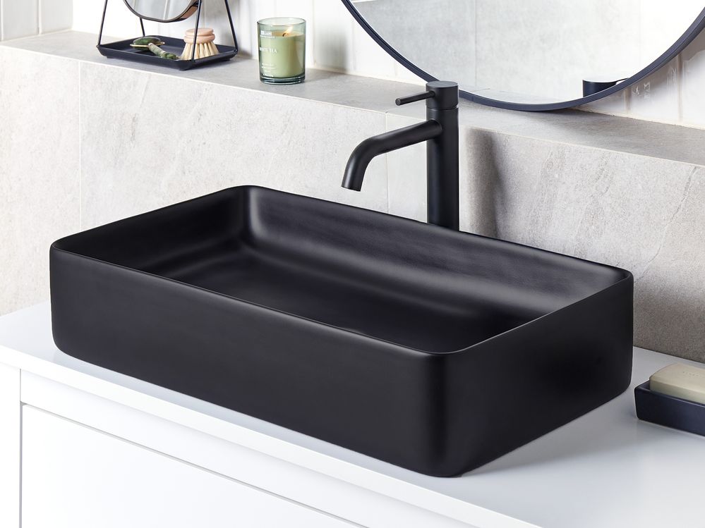 Lavatório de bancada ULUA 61 x 35 cm Cerâmica Preto