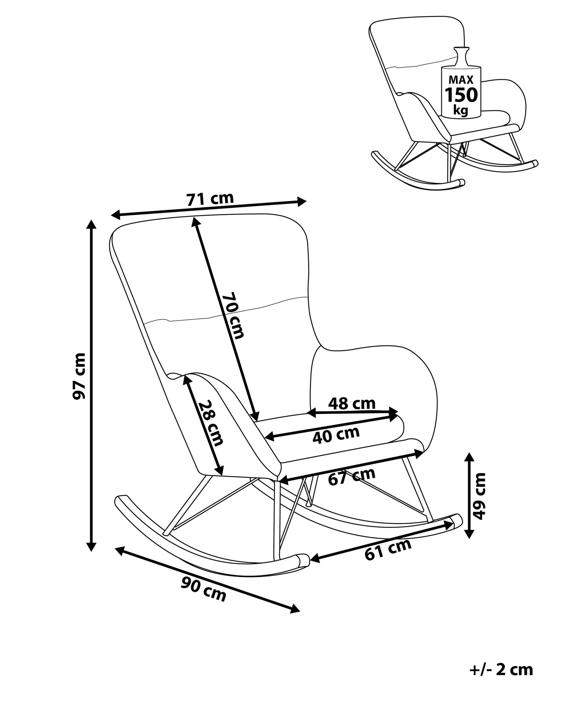 Rocking Chair ELLAN Velvet Beige_822922