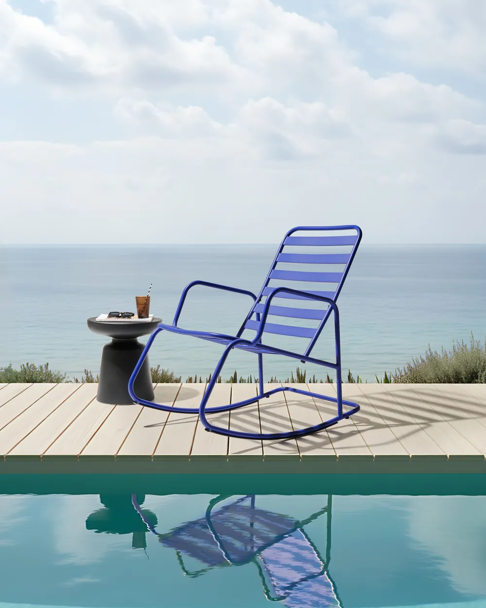 Garden Rocking Chair TURI Metal Blue
