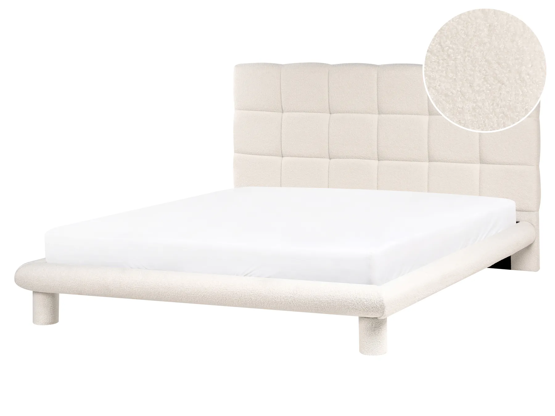 Bett mit Lattenrost Bouclé CRESSAT 160 x 200 cm Cremeweiß_1009047