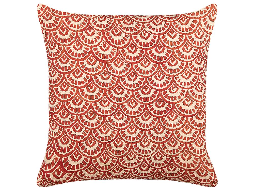 Throw Cushion RHUS 45 x 45 cm Cotton Red Geometric Pattern