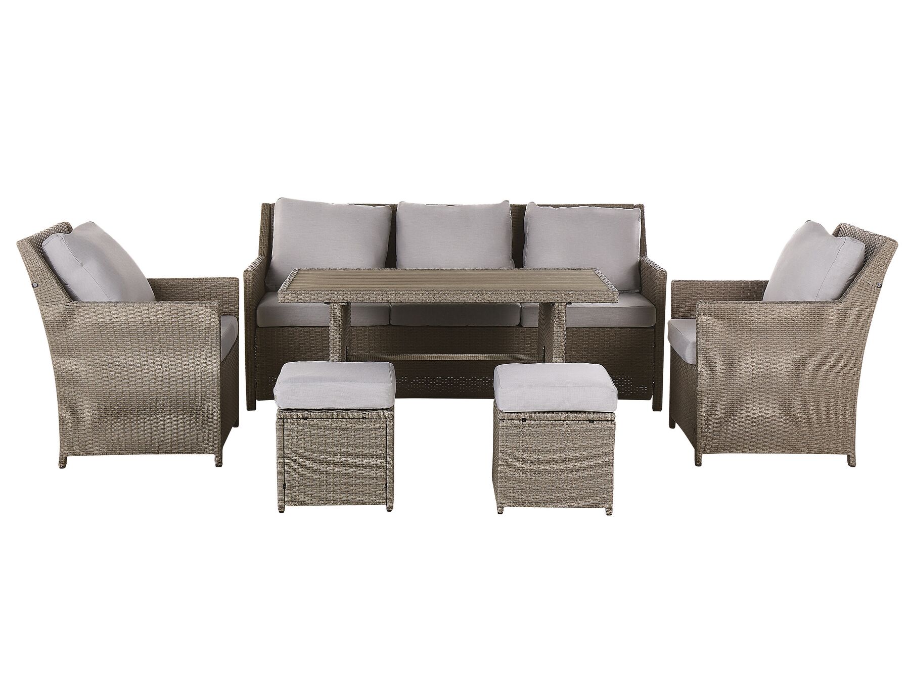 5 Seater PE Rattan Garden Sofa Set Taupe and Grey FONTI_820250