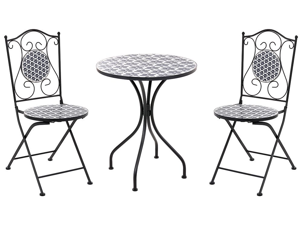 Bistro Set SIROLO Metall Weiß / Blau