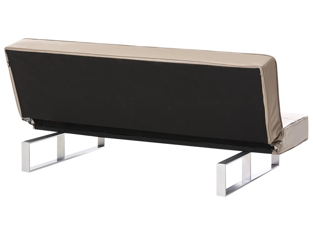 Sofa Bed 3 Seater DERBY Faux Leather Beige_1085441