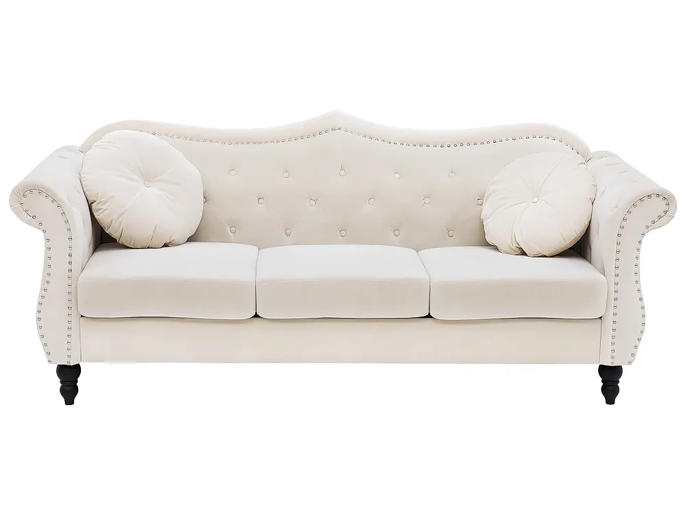 Sofa 3 Seater SKIEN Velvet Light Beige
