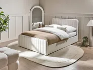 Ottoman Bed LUNAN Boucle White 140 x 200 cm (EU Double)_1048317