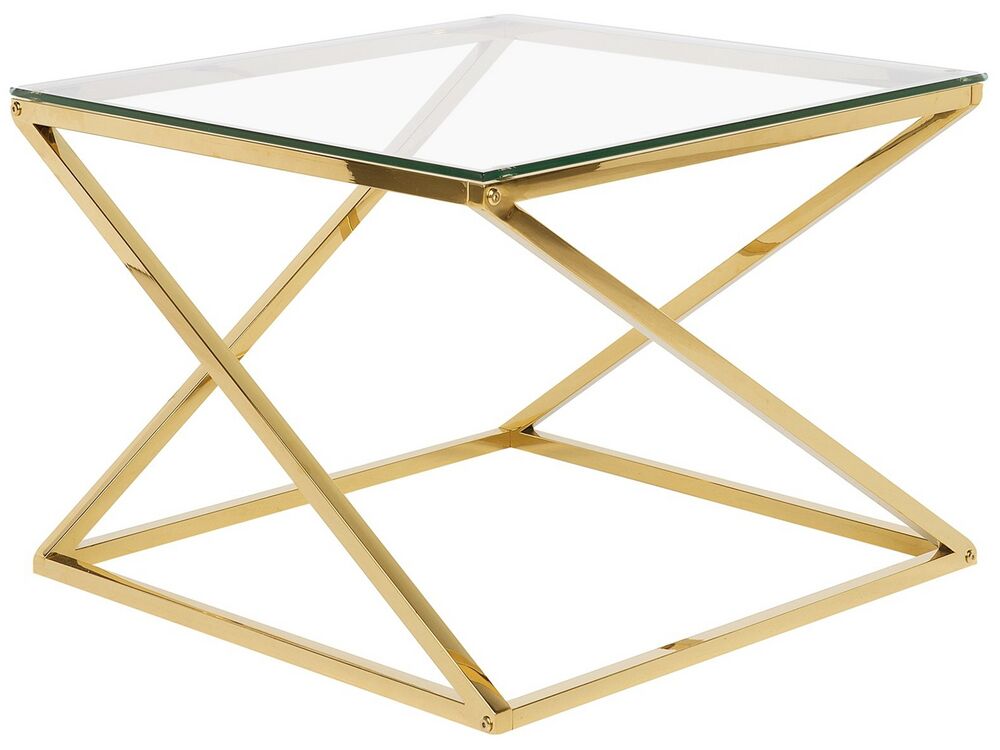 Square glass coffee table gold discount