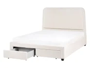 Bett mit Schubladen SARDENT Bouclé Cremeweiß 140 x 200 cm_1009086