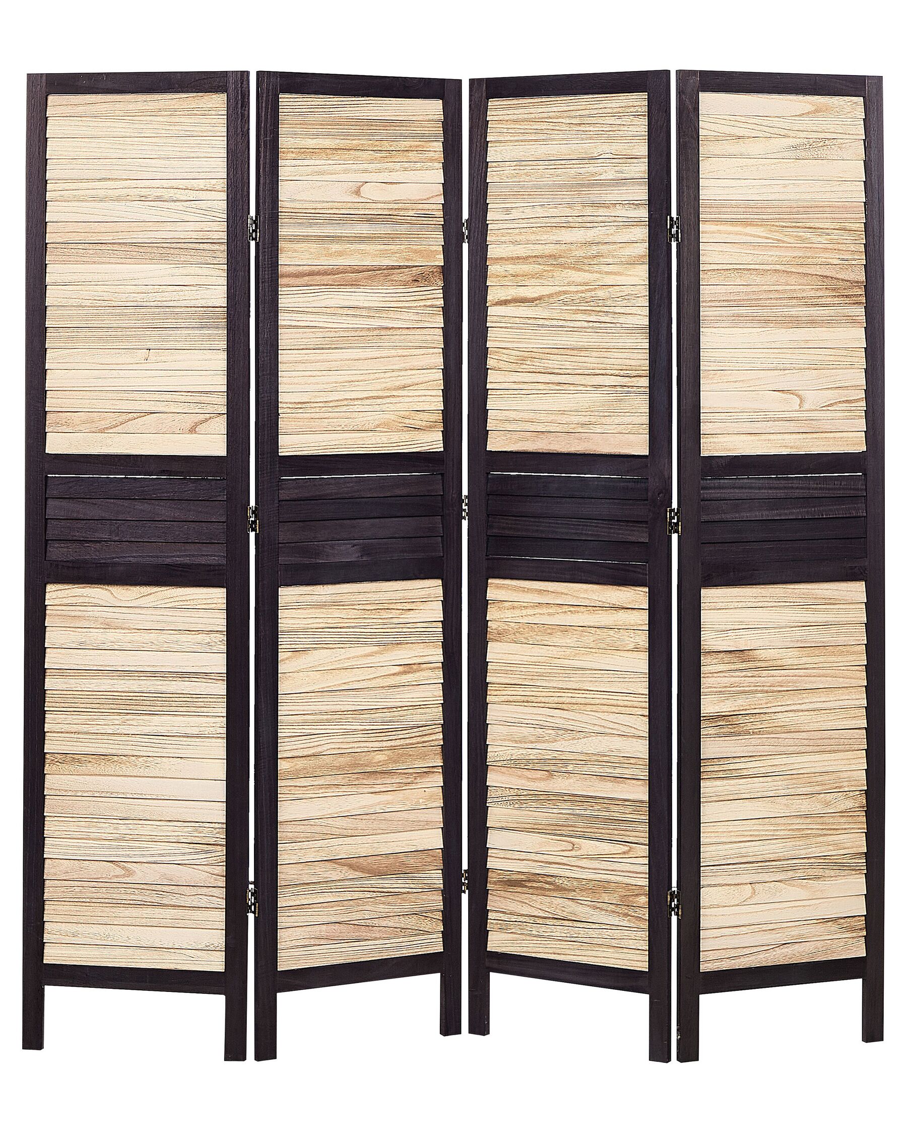 Wooden Folding 4 Panel Room Divider 170 x 164 cm Light Wood BRENNERBAD_874065