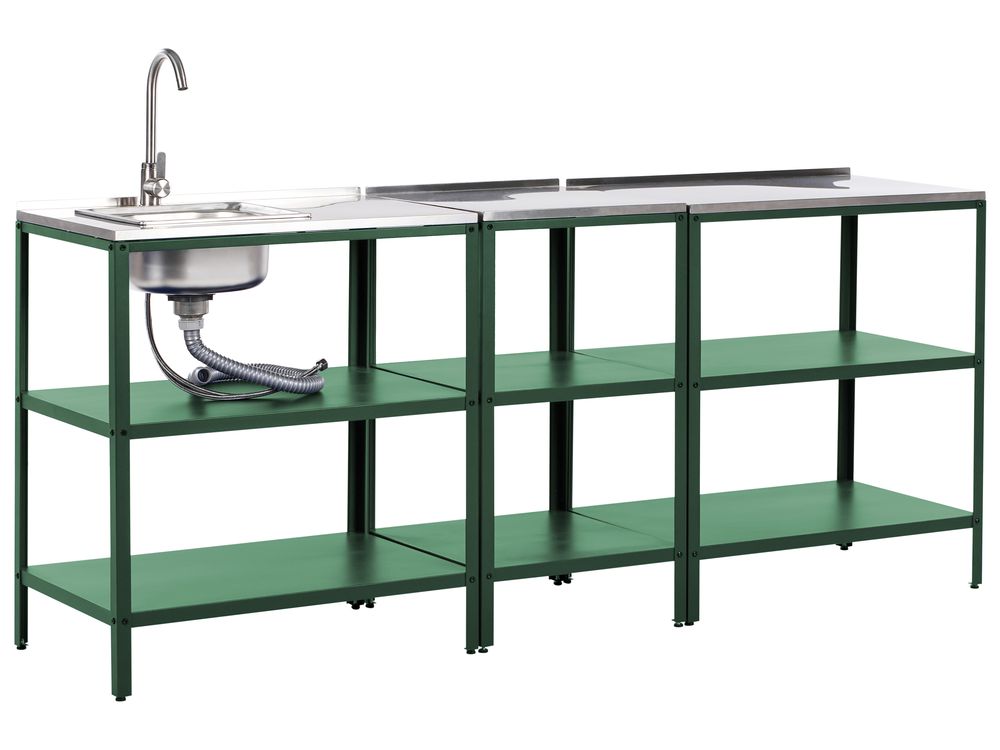 3 Piece Outdoor Kitchen Set with Sink VILAMA Green Metal
