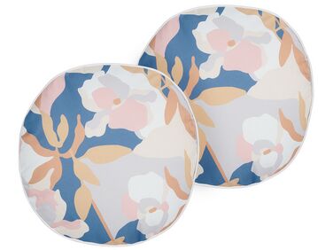 Set of 2 Outdoor Cushions Floral Pattern ⌀ 40 cm Multicolour VEREZZI