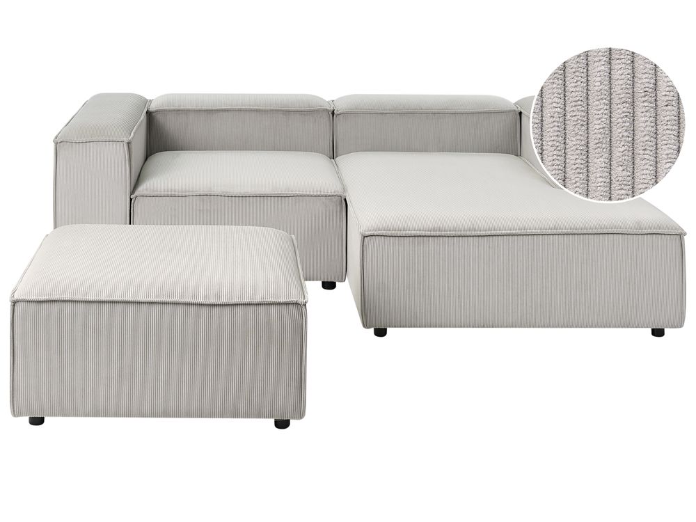 Modul Ecksofa 2-Sitzer ARDAL mit Ottomane Cord Taupe linksseitig