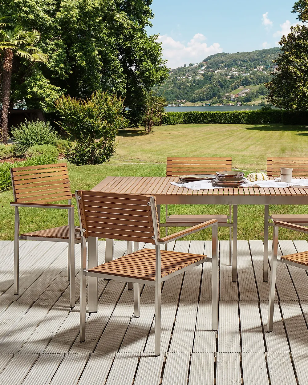 Lot de 6 chaises de jardin VIAREGGIO Bois de teck certifié Marron_1182696