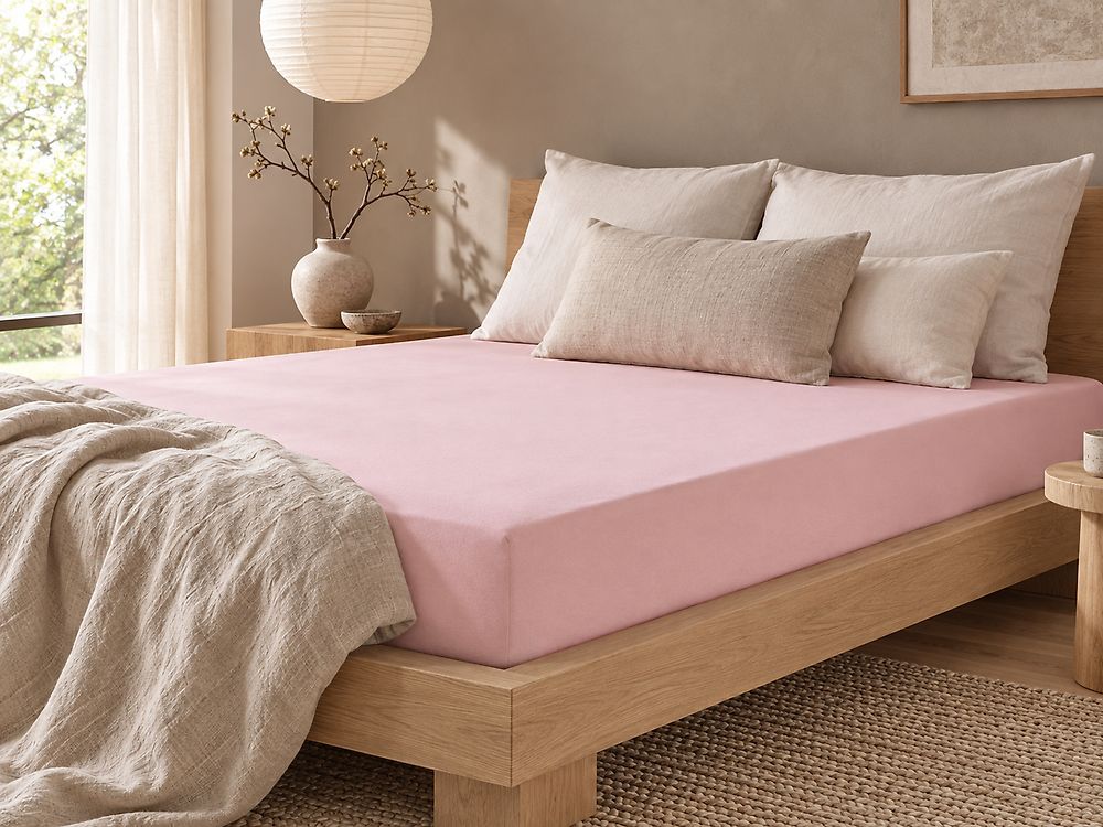 Lençol-capa HOFUF 160 x 200 cm Algodão Rosa