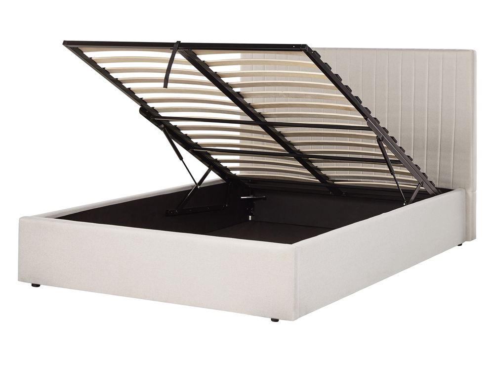 Bed met opbergruimte VION Stof Lichtbeige 140 x 200 cm