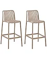 Set of 2 Bar Chairs ARICCIA Synthetic Material Light Brown