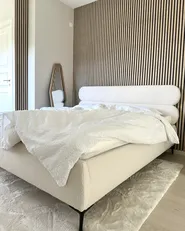Lit avec sommier Bouclé LESSAY 180 x 200 cm Blanc cassé_1034183