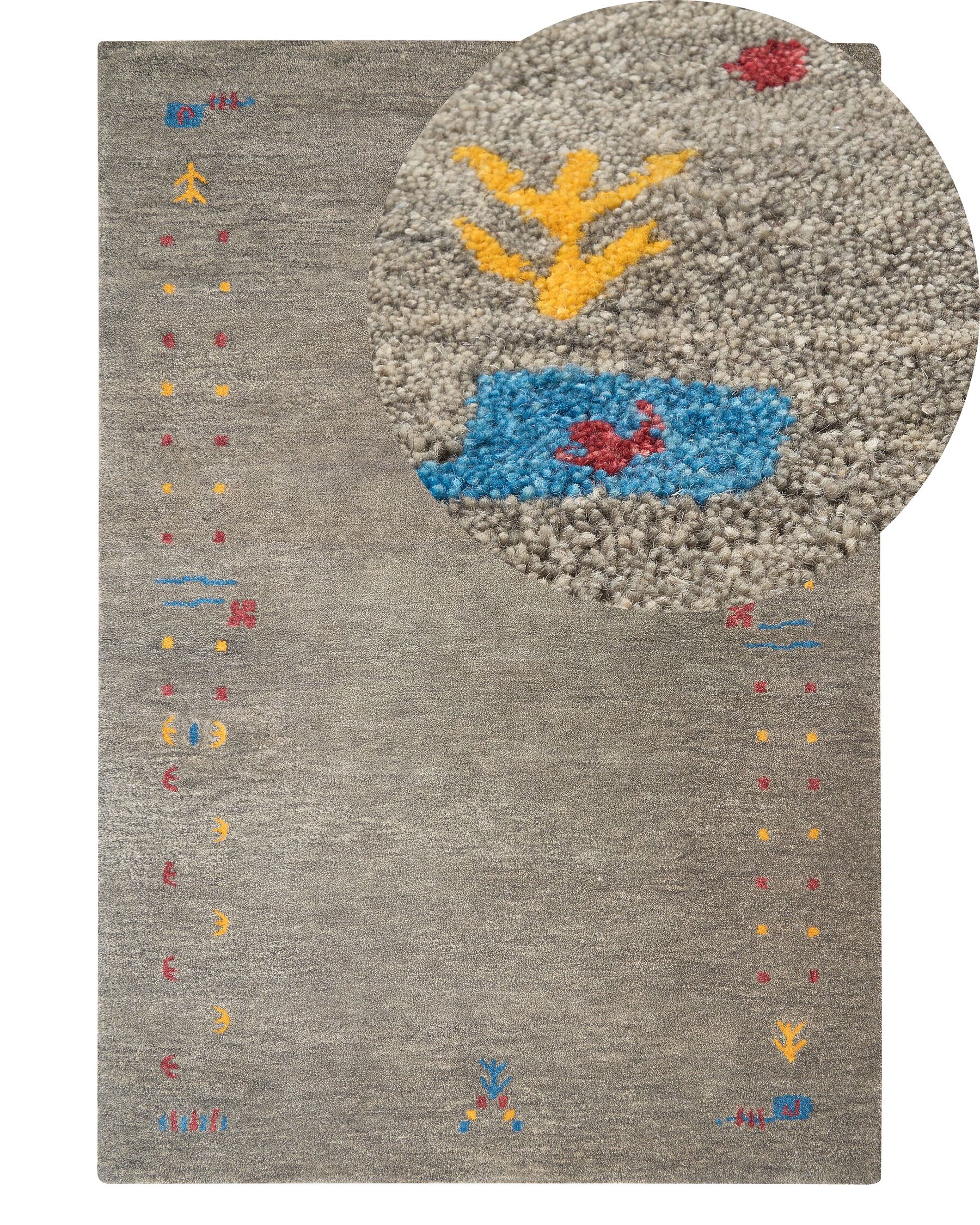Vlněný koberec gabbeh 140 x 200 cm šedý SEYMEN_856076