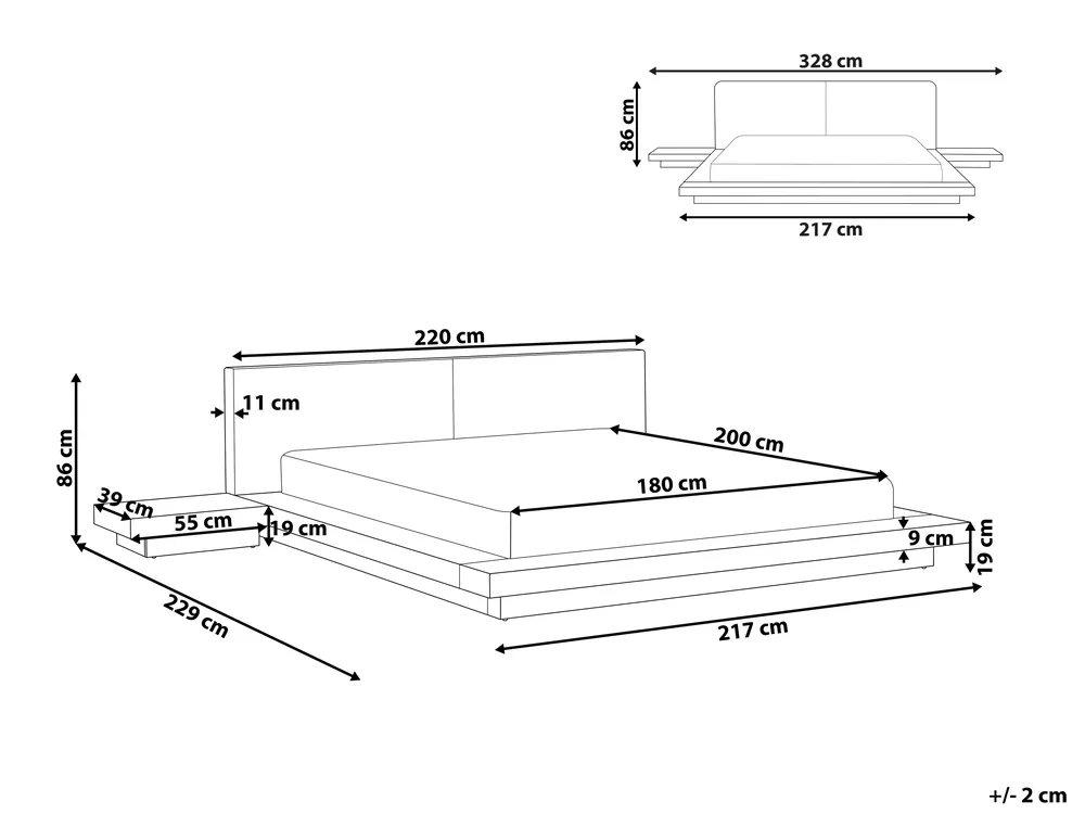 Bed Boucle ZEN 180 x 200 cm (EU Super King) Natural Ash Wood_931235