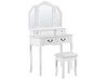  Toalettbord 4 lådor fällbar spegel och pall vit FLEUR_786310