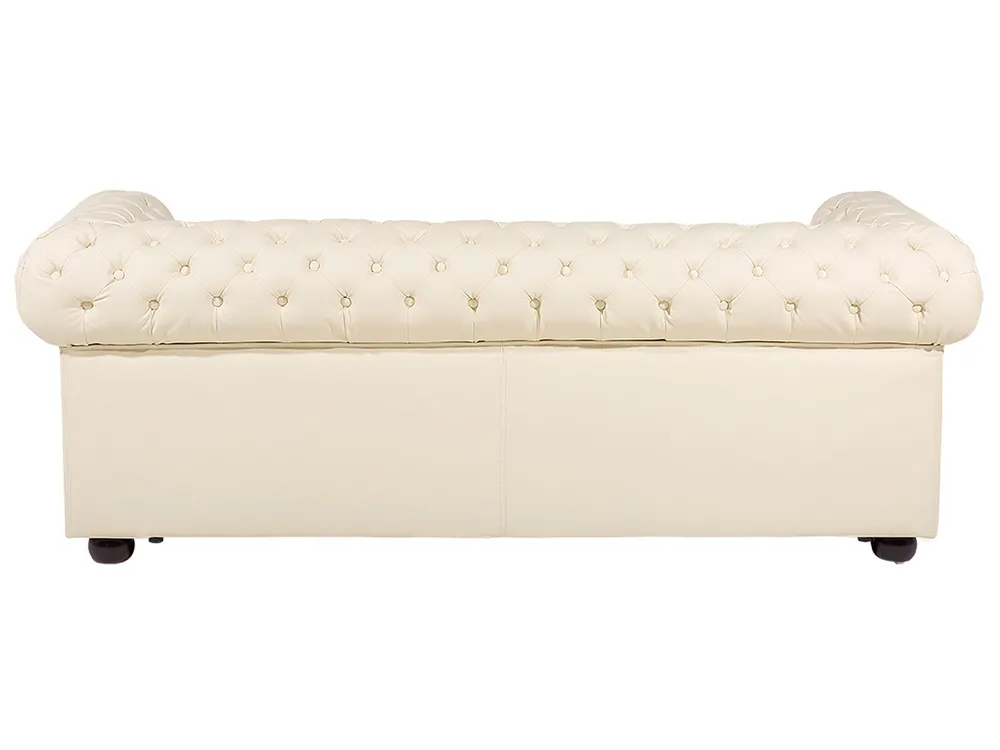 Sofa 3 Seater CHESTERFIELD Leather Light Beige_539813