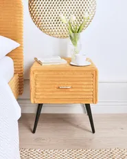 1 Drawer Bedside Table FLAYAT Corduroy Orange_967999