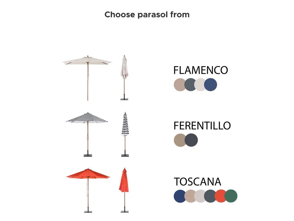 Garden Dining Set 6 Seater MAUI with Parasol (12 Options) Acacia Wood Light Brown_863895