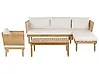 Garden Lounge Set with Table 4 Seater CREMONA Acacia Wood Light Brown/ Off-White Left Hand