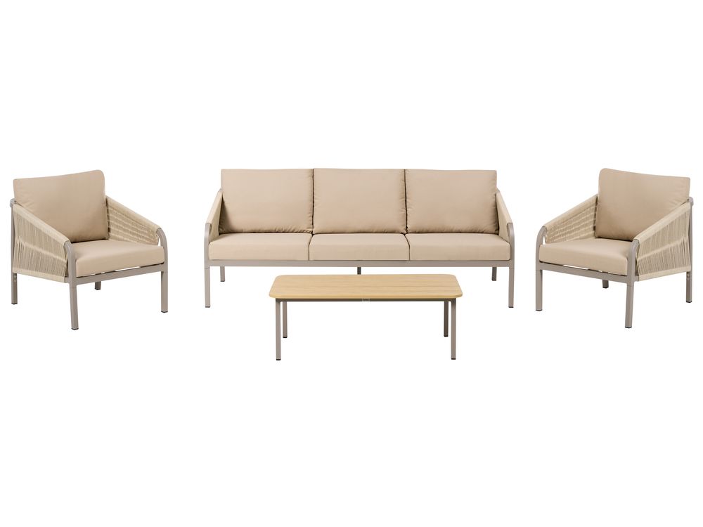 Ensemble de salon de jardin avec table 5 places MURATO Métal Beige
