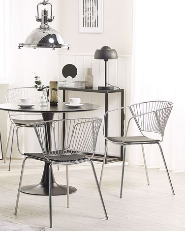 Set of 2 Metal Dining Chairs Silver RIGBY