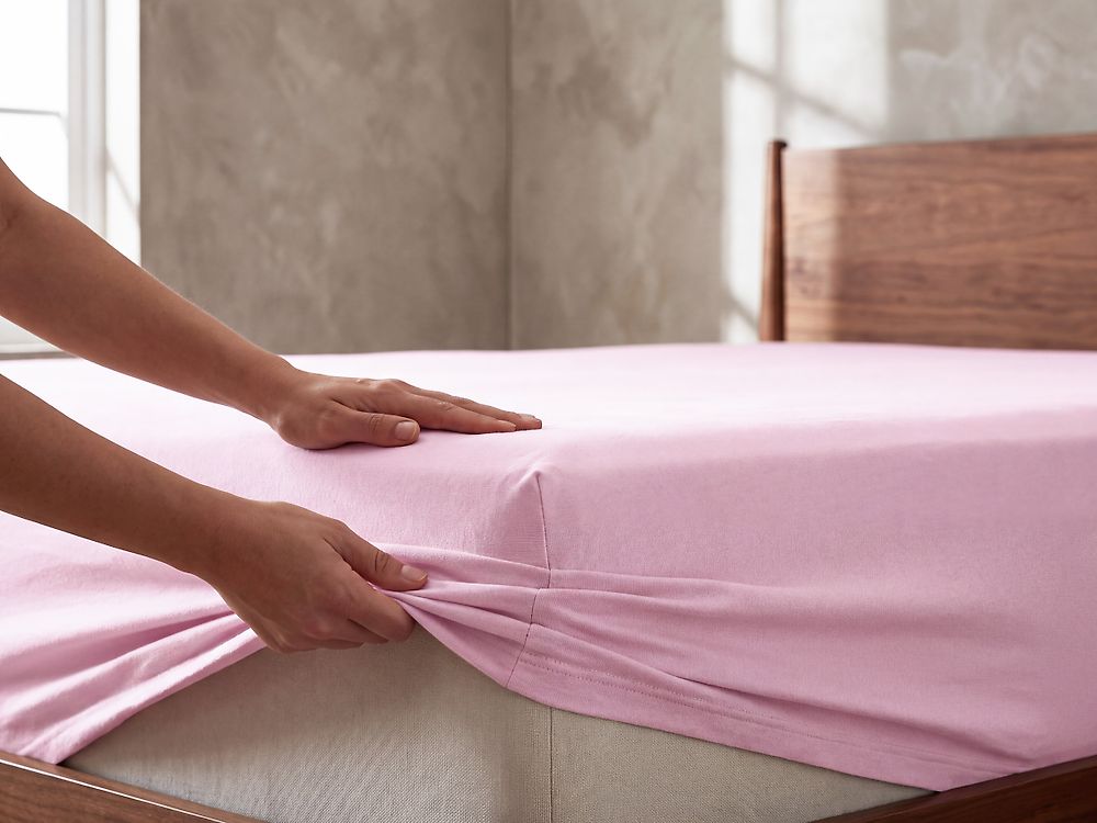 Drap housse JANBU 140 x 200 cm Coton Rose pastel