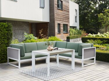 Left Hand 6 Seater Garden Sofa Set Green CASTELLA