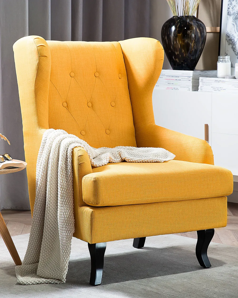 Wingback Chair ALTA Fabric Yellow