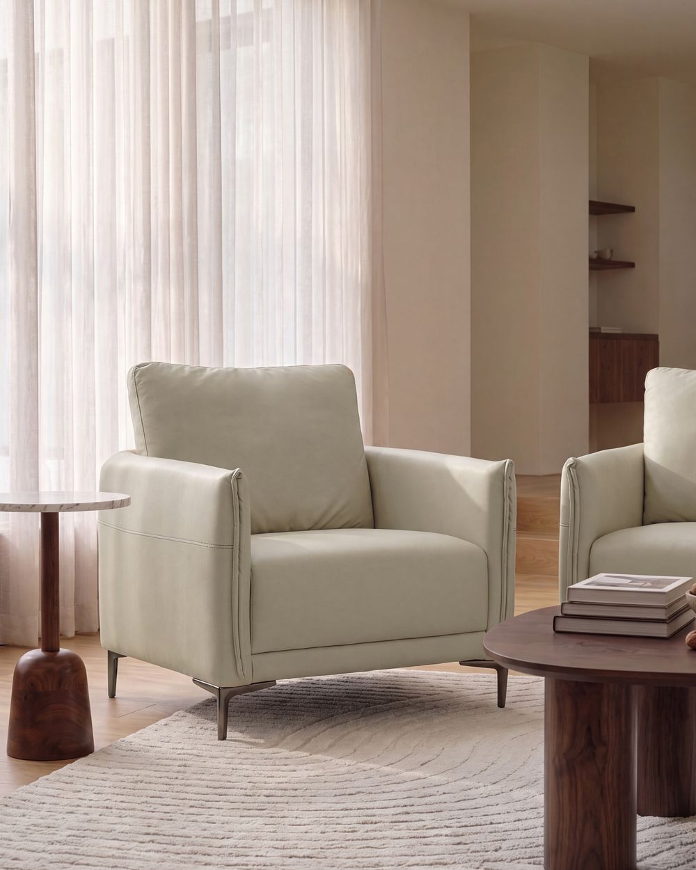 Armchair CILENS Fabric Light Beige