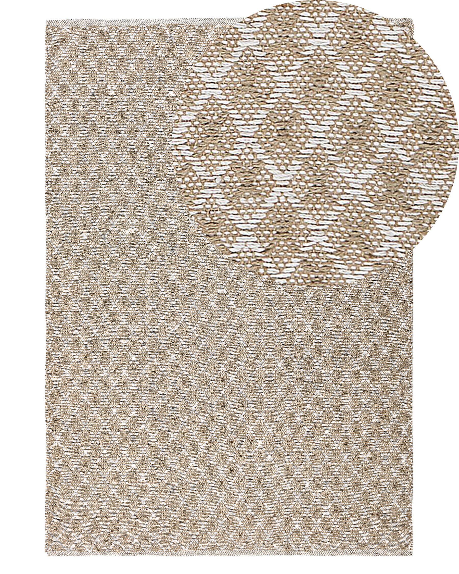 Alfombra de yute/lana beige claro/blanco 140 x 200 cm AKBEZ_808803