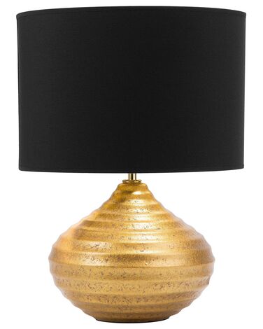 Tischlampe gold 42 cm Trommelform KUBAN