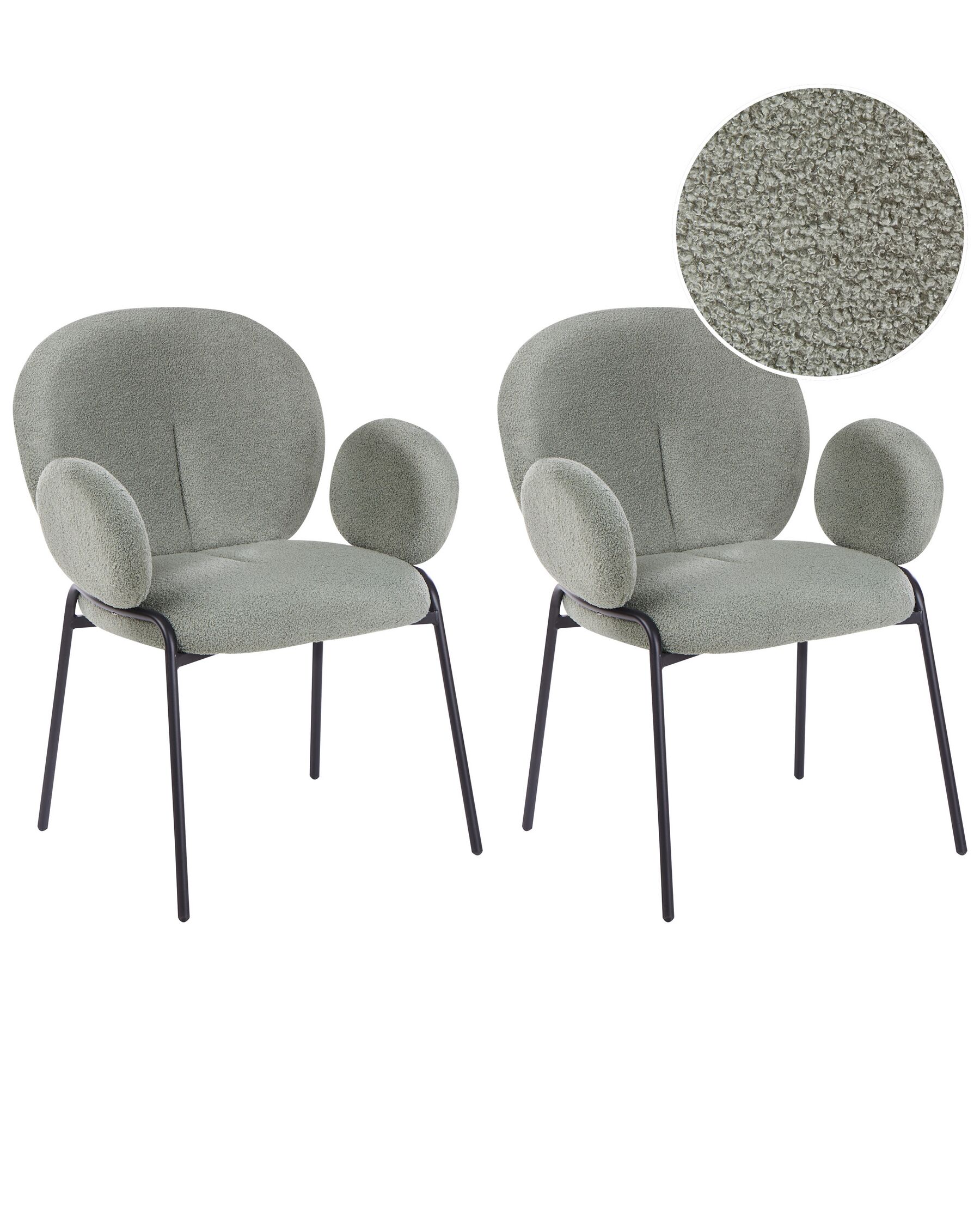 Set of 2 Boucle Dining Chairs Green ELY_930190