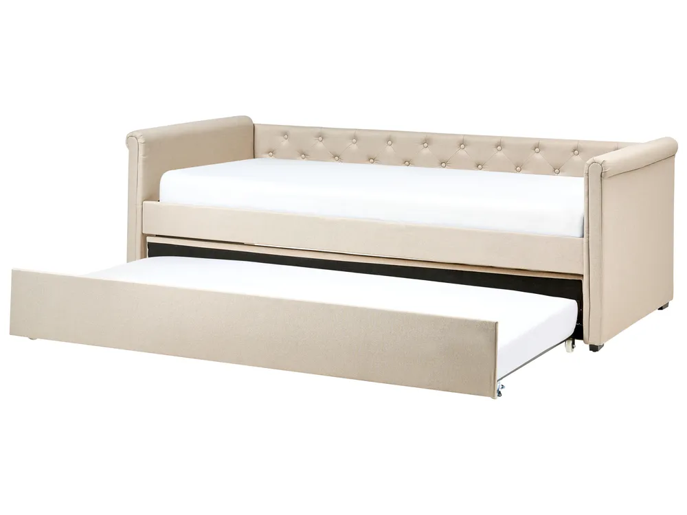Lit gigogne Tissu LIBOURNE 90 x 200 cm Beige