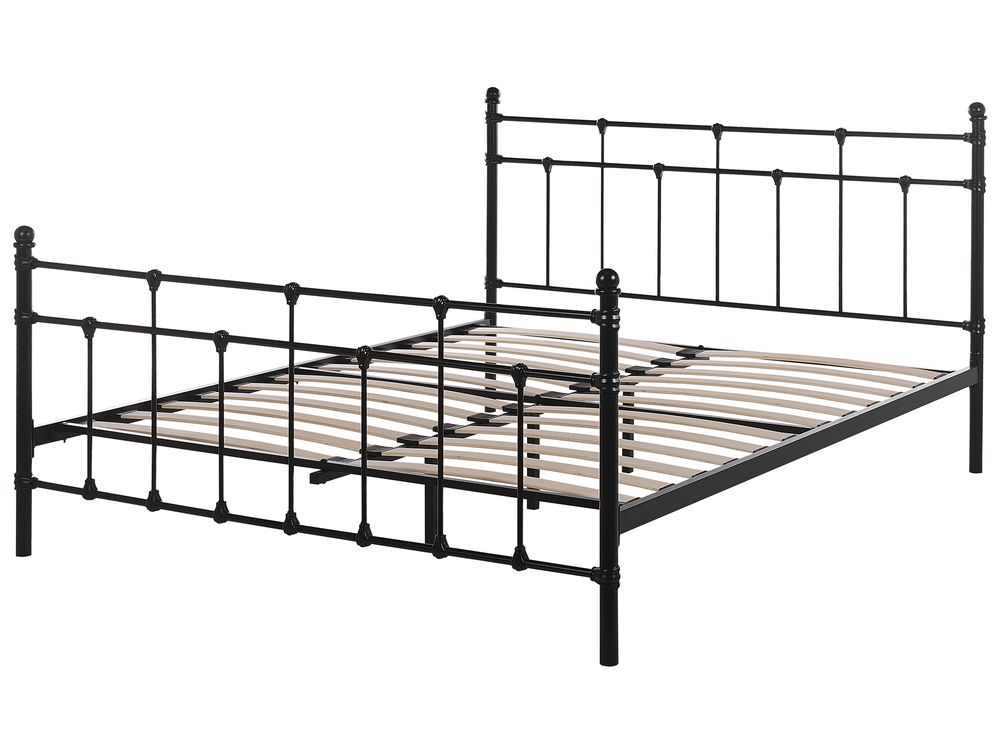 Metal EU King Size Bed Frame Black LYNX Beliani