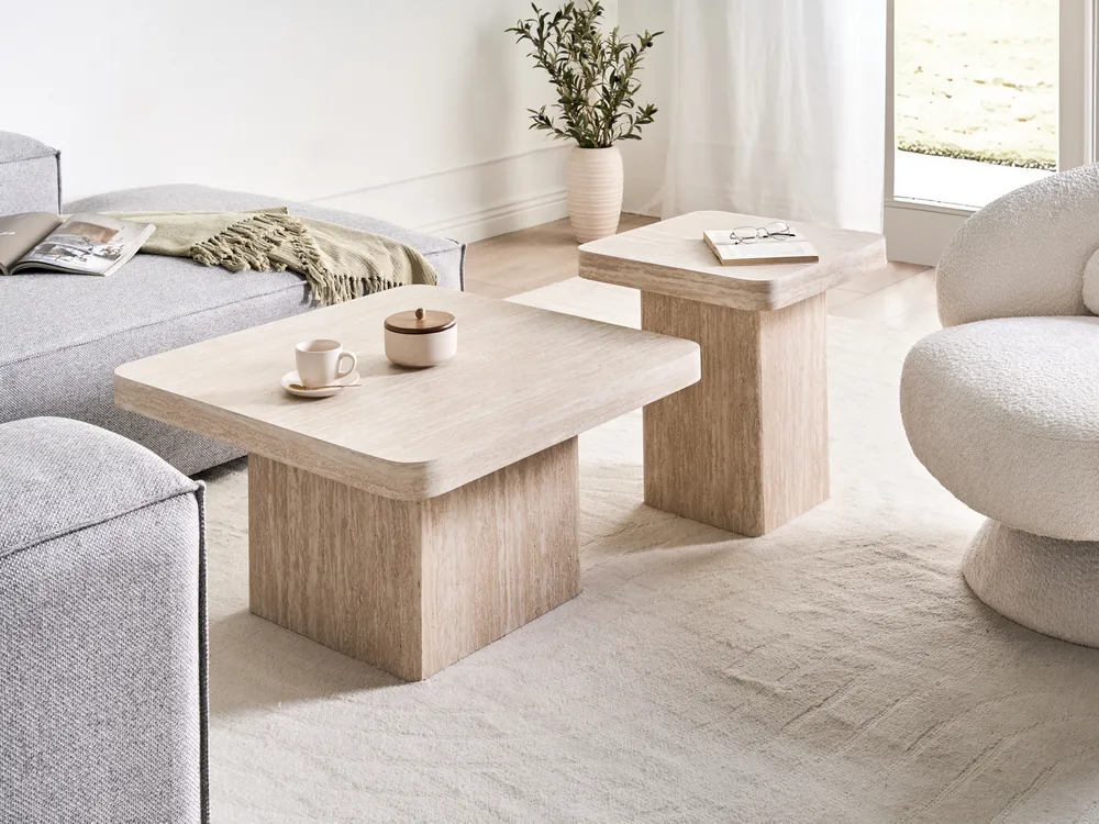 Coffee Table DUSON Travertine Effect_986979