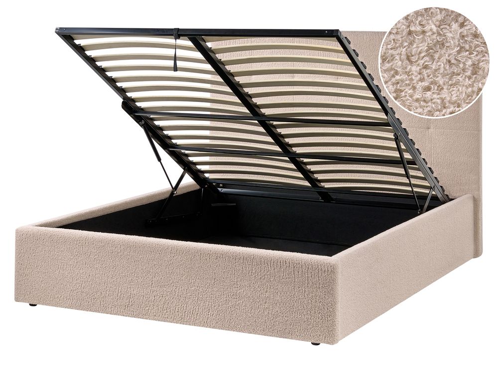 Lit ottoman LORIENT Bouclé Beige 140 x 200 cm