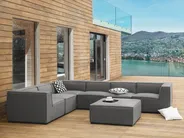 Garden Corner Sofa with Ottoman 7 Seater AREZZO Modular Grey Right Hand_825144
