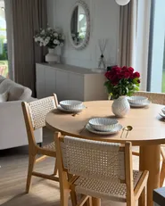 Set of 2 Dining Chairs OZELLA Wood Light Brown/ Beige_1018281
