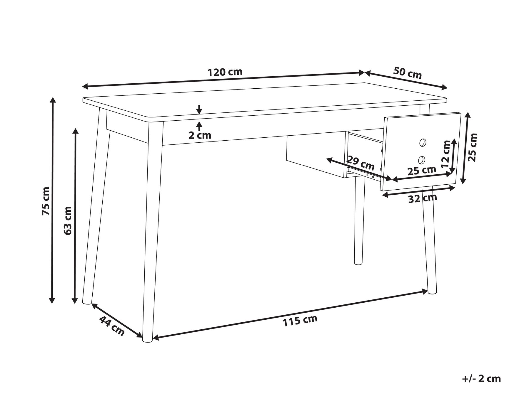 Scrivania FENESTRA 120 cm 50 cm Marrone chiaro/Bianco_1068881