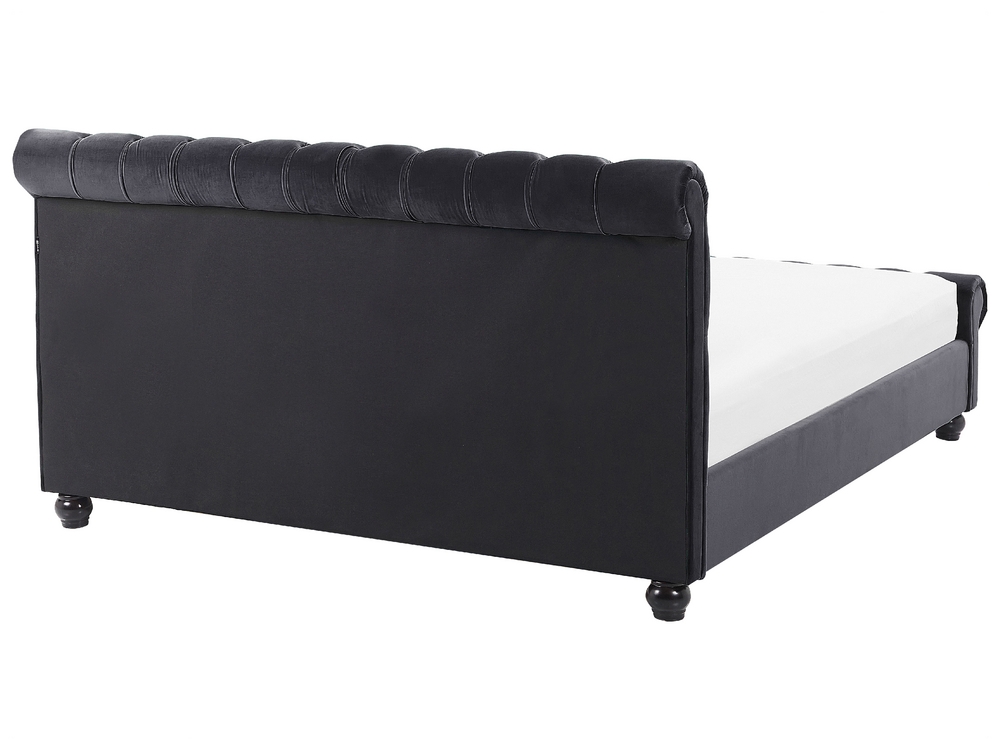 Bed Velvet AVALLON 140 x 200 cm EU Double Black Beliani