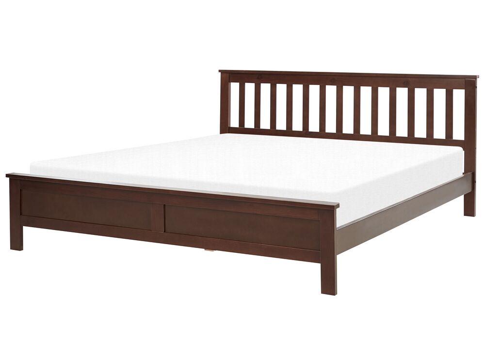 Wooden EU Super King Size Bed Dark MAYENNE Beliani