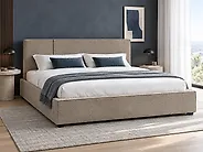 Lit avec sommier Bouclé MIRANDE 180 x 200 cm Taupe_1178978