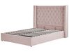 Zamatová posteľ s úložným priestorom 160 x 200 cm ružová LUBBON_833885