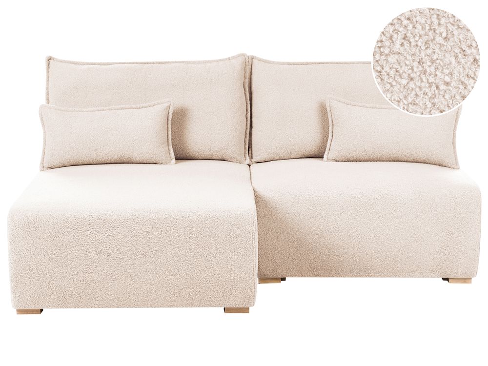 Modul Ecksofa NERBO Bouclé Beige rechtsseitig