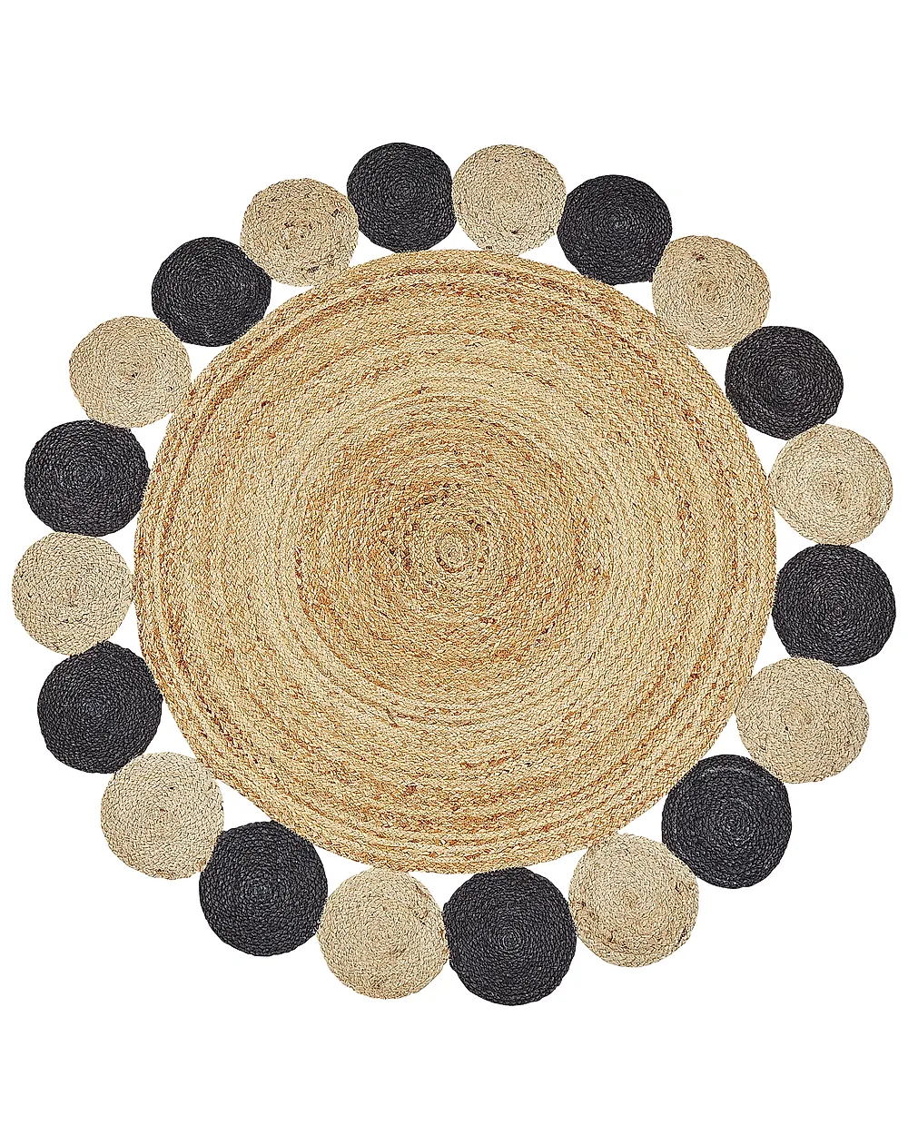 Rug VOSTAN Black ø 140 cm Jute | Beliani.es